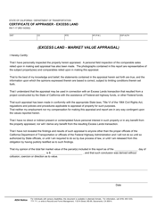 Document preview: Form RW7-17 Certificate of Appraiser - Excess Land - California