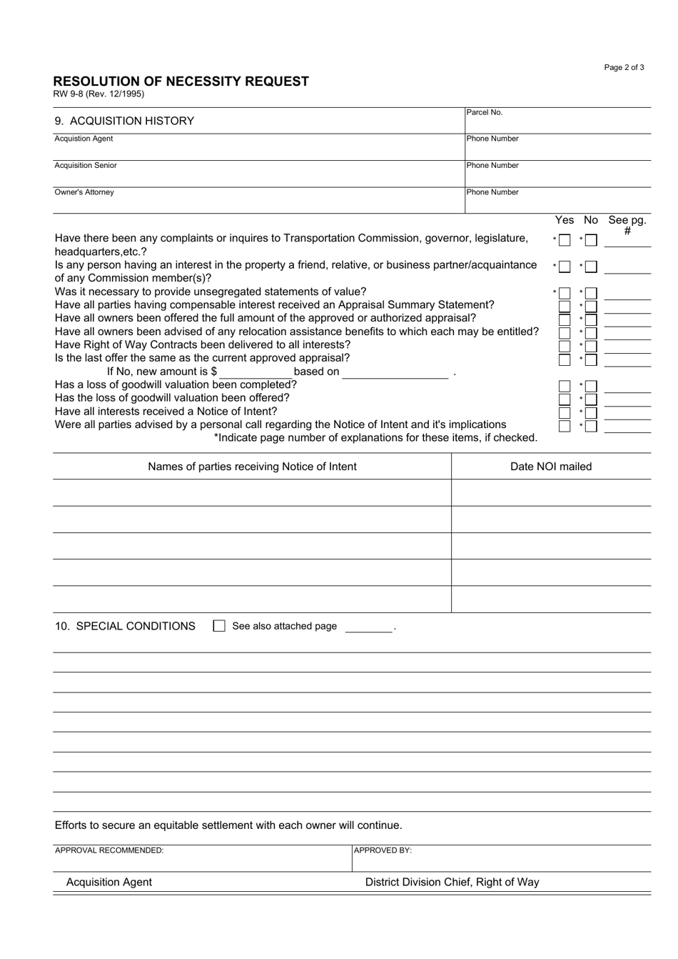 Form RW9-8 Resolution of Necessity Request - California, Page 3