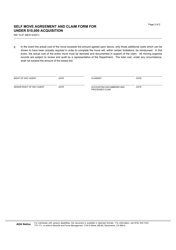 Form RW10-47 Self-move Agreement and Claim Form for Under $10,000 Acquisition - California, Page 2