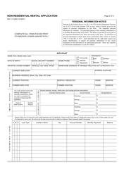 Form RW11-6 Non-residential Rental Application - California, Page 2
