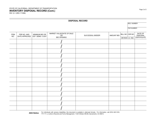Form RW12-1 Inventory Disposal Record - California, Page 2