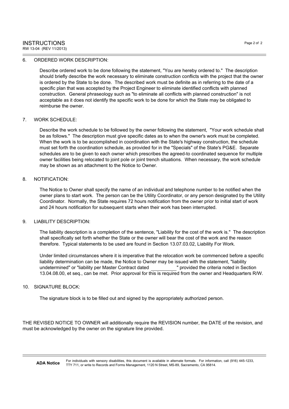 Form RW13-04 Notice to Owner - California, Page 3