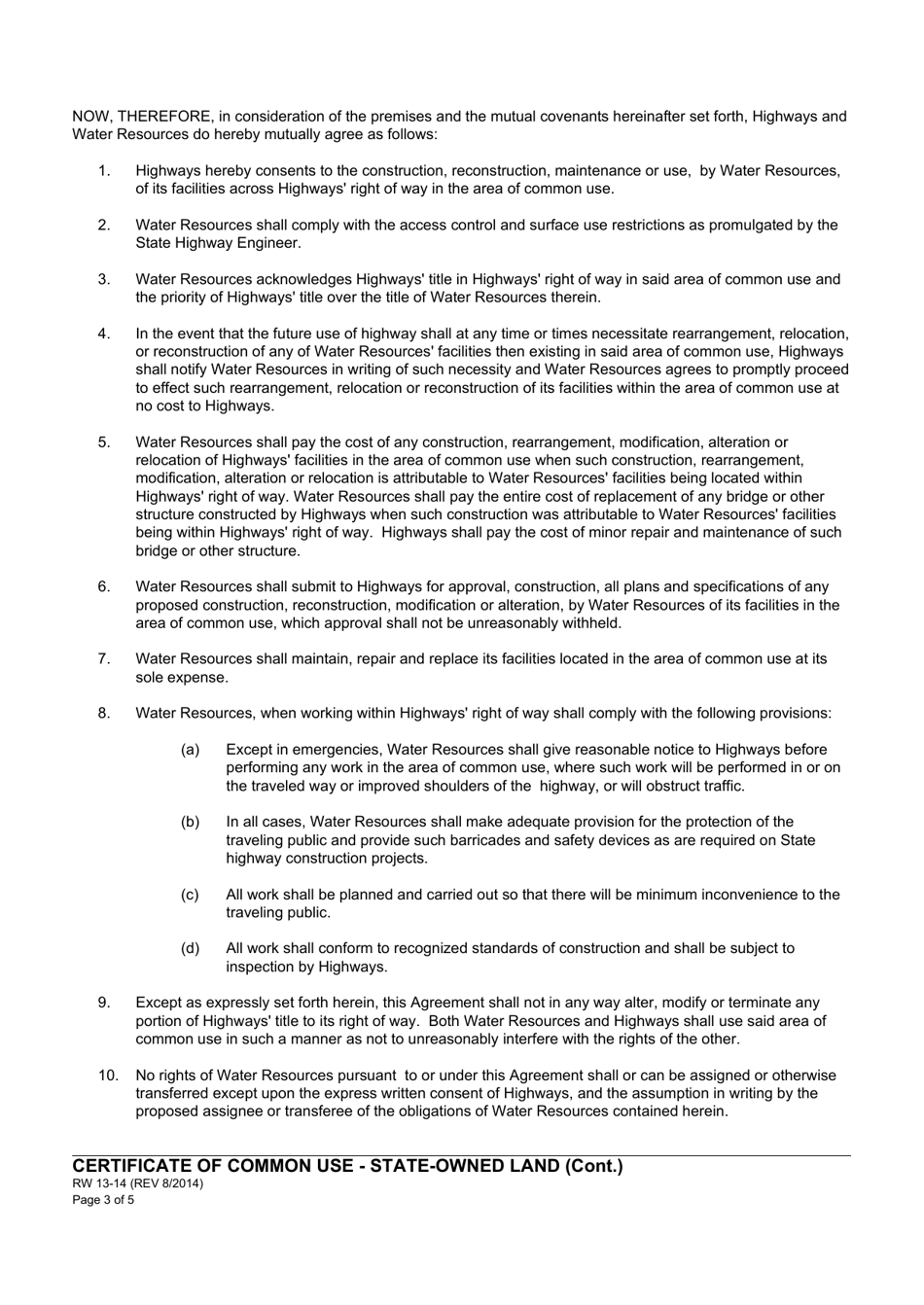 Form RW1314 Download Fillable PDF or Fill Online Certificate of Common
