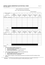 Form RW15-1 District Annual Marketing Plan for Fiscal Years - California, Page 2