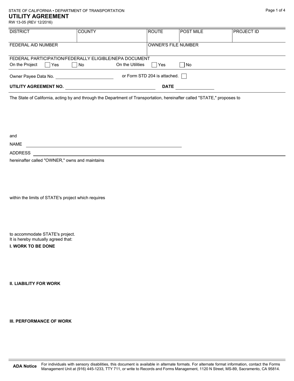 Form RW13-05 - Fill Out, Sign Online and Download Fillable PDF ...