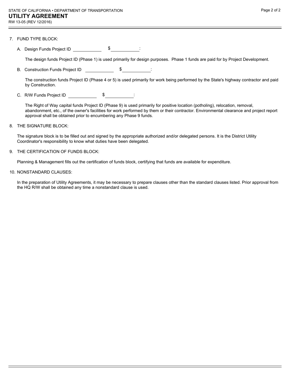 Form RW13-05 Utility Agreement - California, Page 6