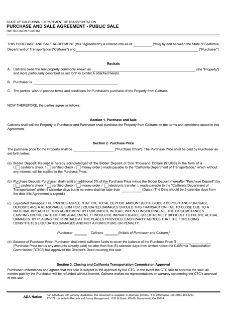 Form RW16-5 Download Fillable PDF or Fill Online Purchase and Sale ...