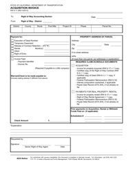 Form RW8-17 Acquisition Invoice - California