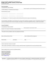 Document preview: Form ODA-0025 Permit and License Cancellation Form - California