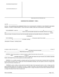 Form A (RW16-19) &quot;Subordination Agreement&quot; - California