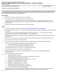 Document preview: Form TR-0411 Encroachment Permit Application Checklist - Traffic Control - California