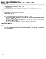 Form TR-0411 Encroachment Permit Application Checklist - Traffic Control - California, Page 2