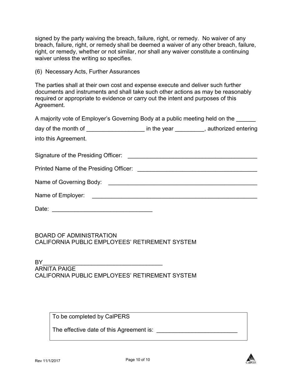 Agreement and Election to Prefund Other Post-employment Benefits - California, Page 10