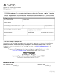 Document preview: Form PERS01F0030 CEPPT Employer Contribution by Electronic Funds Transfer - Wire Transfer Under Agreement and Election to Prefund Employer Pension Contributions - California