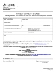 Document preview: Employer Contribution by Check Under Agreement and Election to Prefund Other Post-employment Benefits - California