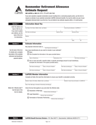 Form PERS-BSD-470-NM Nonmember Retirement Allowance Estimate Request - California