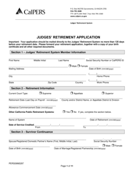 Form PERS09M0297 (PERS-PRS-W-4P/DE-4P) Judges&#039; Retirement Application - California