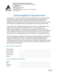 School Applicant Questionnaire - California