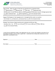 Commercial Feed Company Registration Application - Colorado, Page 2