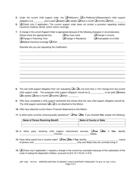 Form JDF1403 Motion to Modify Child Support Pursuant to 14-10-122, C.r.s. - Colorado, Page 2