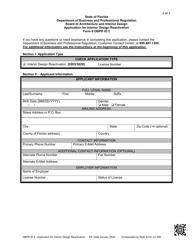 DBPR Form ID2 Application for Interior Design Reactivation - Florida, Page 2