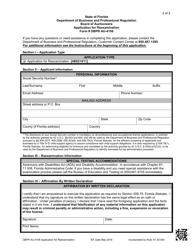 DBPR Form AU-4156 Application for Reexamination - Florida, Page 2