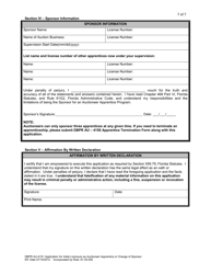 DBPR Form AU-4151 Application for Initial Licensure as Auctioneer Apprentice or Change of Sponsor - Florida, Page 7