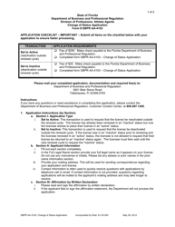 Document preview: DBPR Form AA-4103 Change of Status Application - Florida