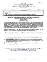 Form DBPR CPA6 Application for CPA Non Resident Temporary Practice Permit - Florida