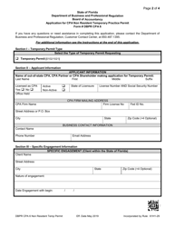 Form DBPR CPA6 Application for CPA Non Resident Temporary Practice Permit - Florida, Page 2