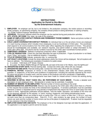 Document preview: DBPR Form FCL1001 Application for Permit to Hire Minors by the Entertainment Industry - Florida