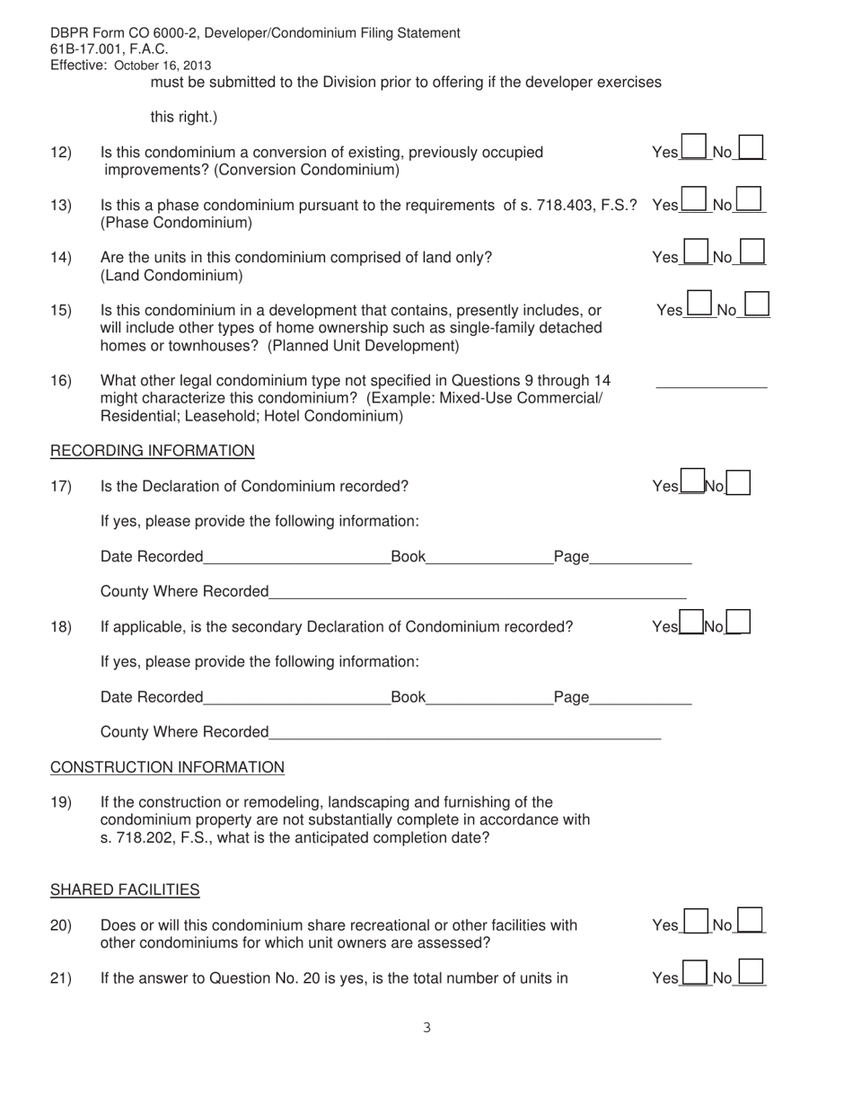 DBPR Form CO6000-2 - Fill Out, Sign Online and Download Printable PDF ...