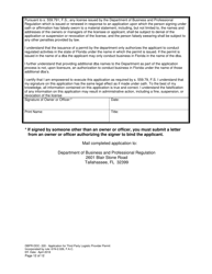 Form DBPR-DDC-220 Application for Third Party Logistic Provider Permit - Florida, Page 12