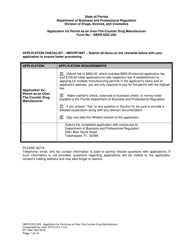 Form DBPR-DDC-205 &quot;Application for Permit as an Over-the-Counter Drug Manufacturer&quot; - Florida