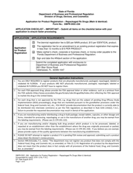 Document preview: Form DBPR-DDC-230 Application for Product Registration - Repackaged Rx Drugs (Main & Identical) - Florida