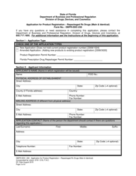 Form DBPR-DDC-230 &quot;Application for Product Registration - Repackaged Rx Drugs (Main &amp; Identical)&quot; - Florida, Page 3