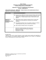 Form DBPR-DDC-221 Application for Permit as a Complimentary Drug Distributor - Florida