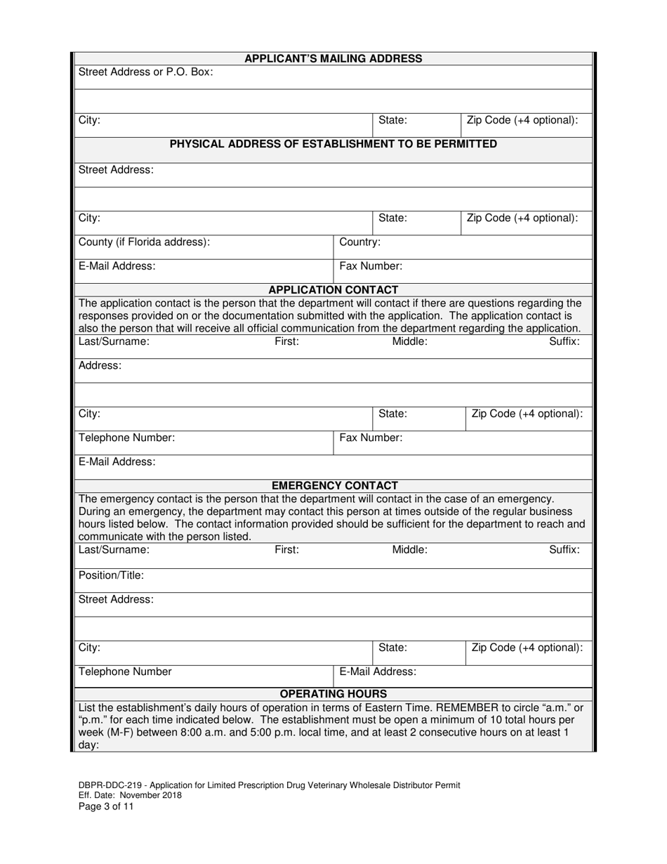 Form DBPR-DDC-219 - Fill Out, Sign Online and Download Printable PDF ...