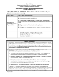 Form DBPR-DDC-226 Application for Certification as a Designated Representative - Florida
