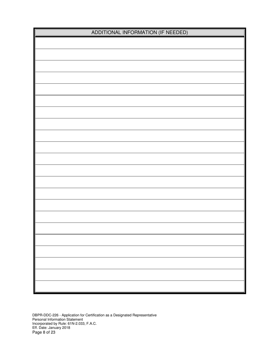 Form DBPR-DDC-226 Application for Certification as a Designated Representative - Florida, Page 8