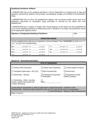Form DBPR-DDC-224 Application for Permit as a Health Care Clinic Establishment - Florida, Page 4