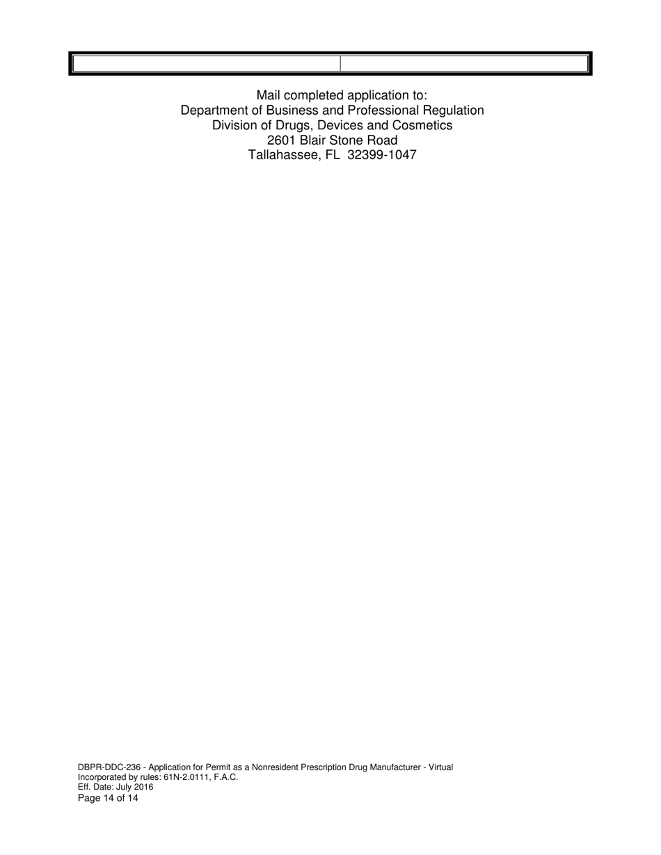Form DBPR-DDC-236 Application for Permit as a Nonresident Prescription Drug Manufacturer - Virtual - Florida, Page 14