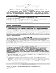 Form DBPR-DDC-212 Application for Restricted Prescription Drug Distributor - Institutional Research Permit - Florida, Page 2