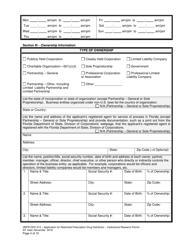 Form DBPR-DDC-212 Application for Restricted Prescription Drug Distributor - Institutional Research Permit - Florida, Page 4