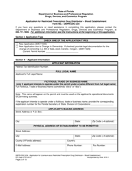 Form DBPR-DDC-234 Application for Restricted Prescription Drug Distributor - Blood Establishment - Florida, Page 2