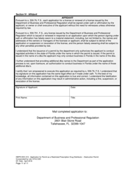 Form DBPR-DDC-210 Application Restricted Prescription Drug Distributor - Destruction Permit - Florida, Page 11