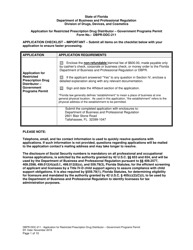 Form DBPR-DDC-211 Application for Restricted Prescription Drug Distributor - Government Programs Permit - Florida