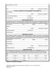 Form DBPR-DDC-211 Application for Restricted Prescription Drug Distributor - Government Programs Permit - Florida, Page 3