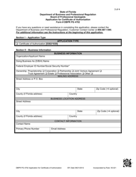 Form DBPR PG4702 Application for Certificate of Authorization - Florida, Page 3