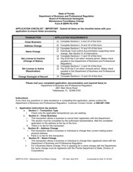 Form DBPR PG4704 Maintenance Form/Status Change - Florida